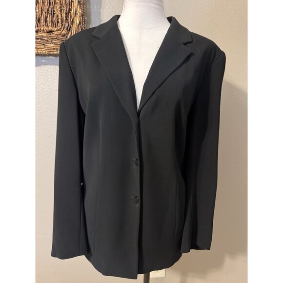 Talbots Suit Jacket Blazer 14W Black Classic 3 Button Tri-Poly - Picture 9 of 11